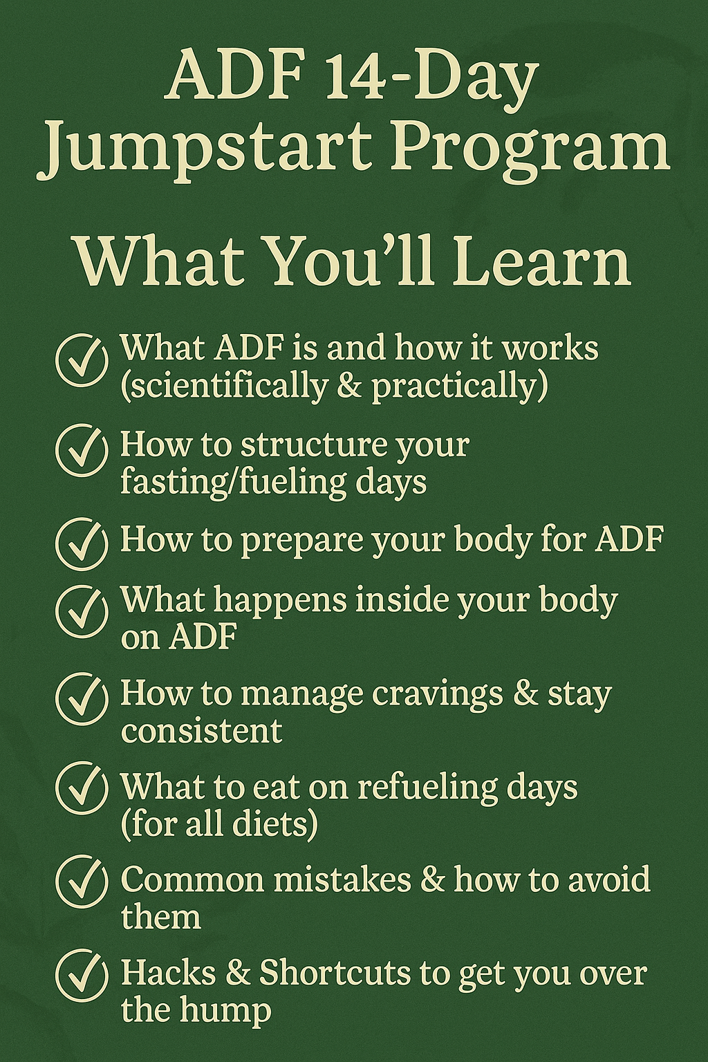 (Next LIVE Class- Oct. 5th) ALTERNATE DAY FASTING 14-DAY JUMPSTART PROGRAM!