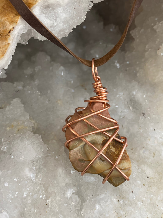 Madagascar: POLYCHROME JASPER PENDANT (On Leather Neckstrap)