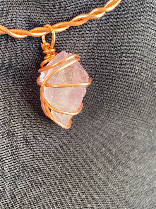 Brazil: AMETHYST CRYSTAL PENDANT (On Leather Neckstrap)