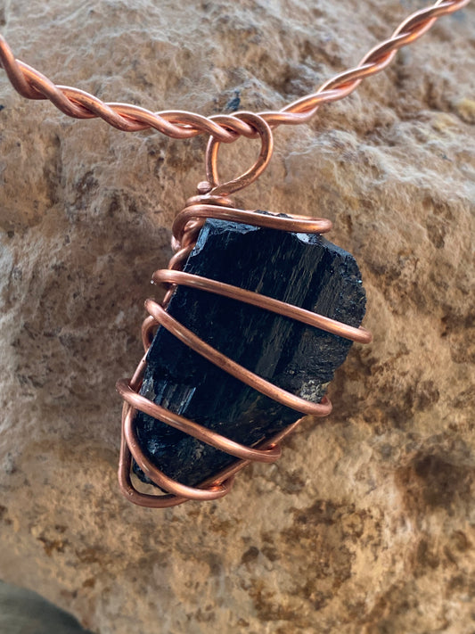 Brazil: BLACK TOURMALINE PENDANT (On Leather Neckstrap)