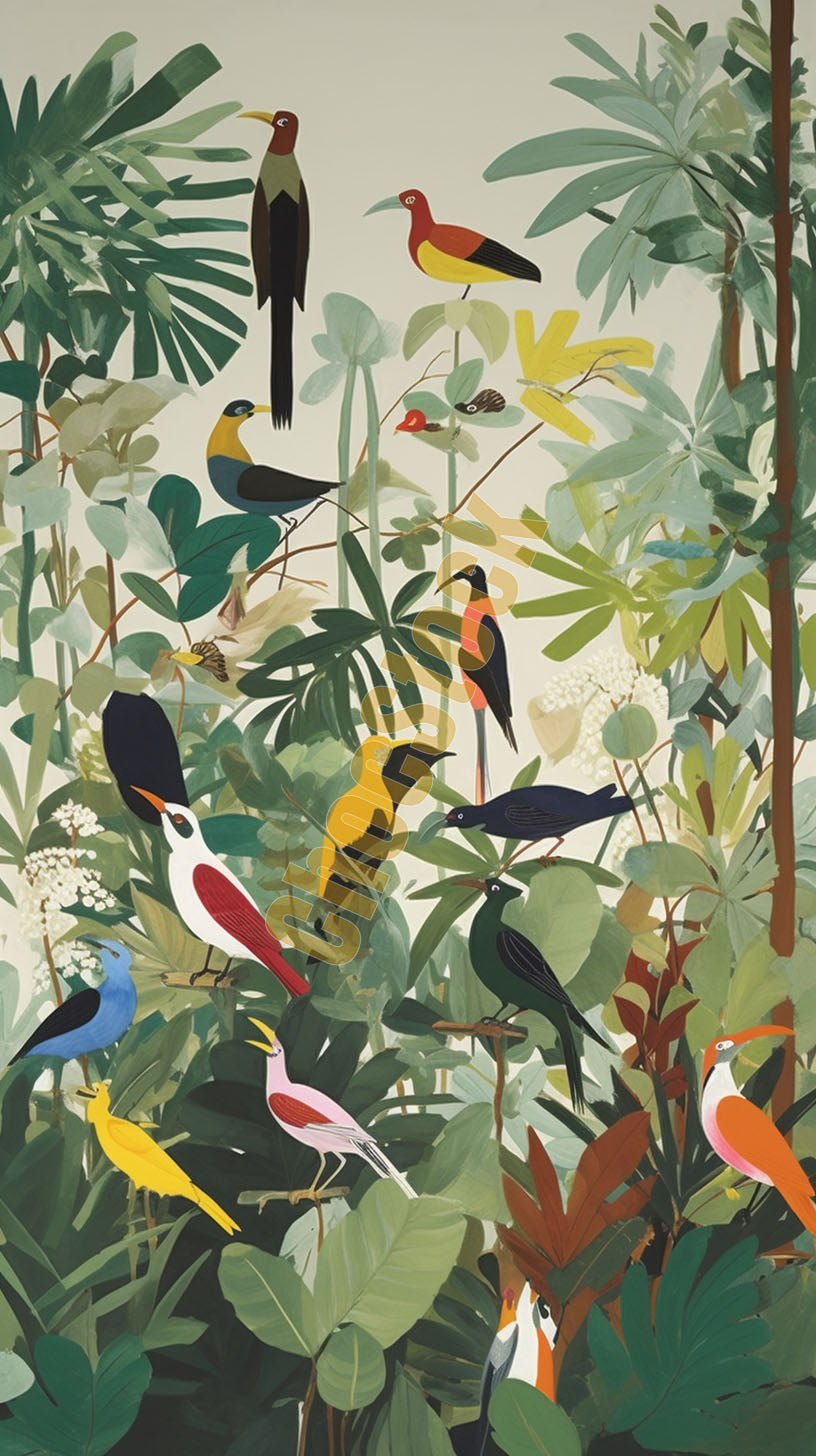 Exotic Birds In Tree 3