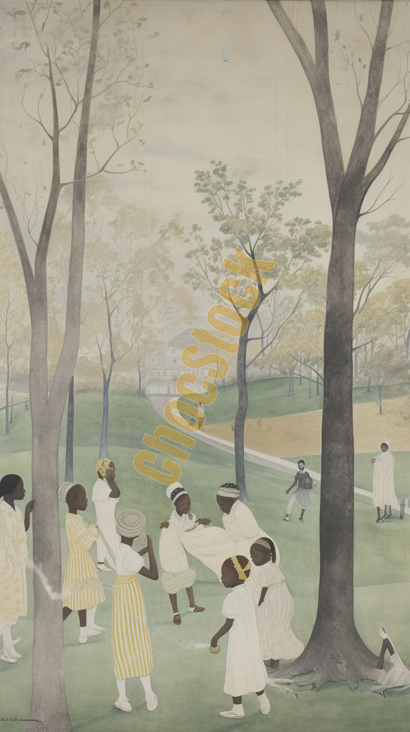 Children At Play In White