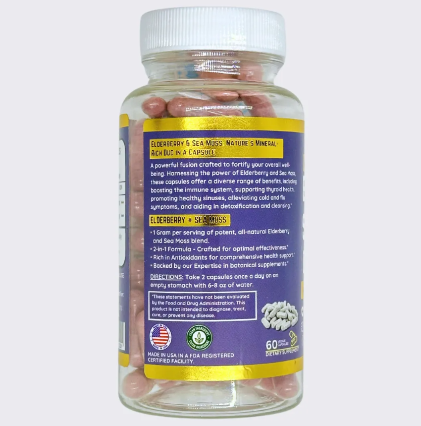 For Flu Season! Elderberry Sea Moss Capsules! (60 ct)