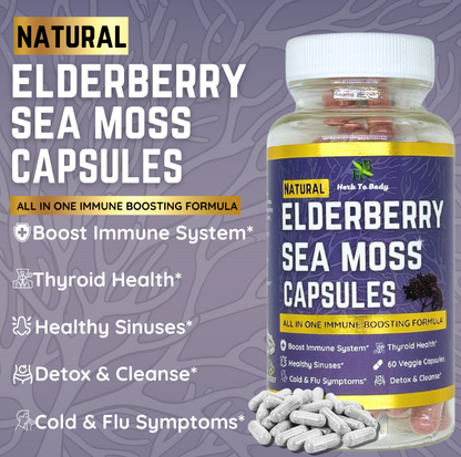 For Flu Season! Elderberry Sea Moss Capsules! (60 ct)