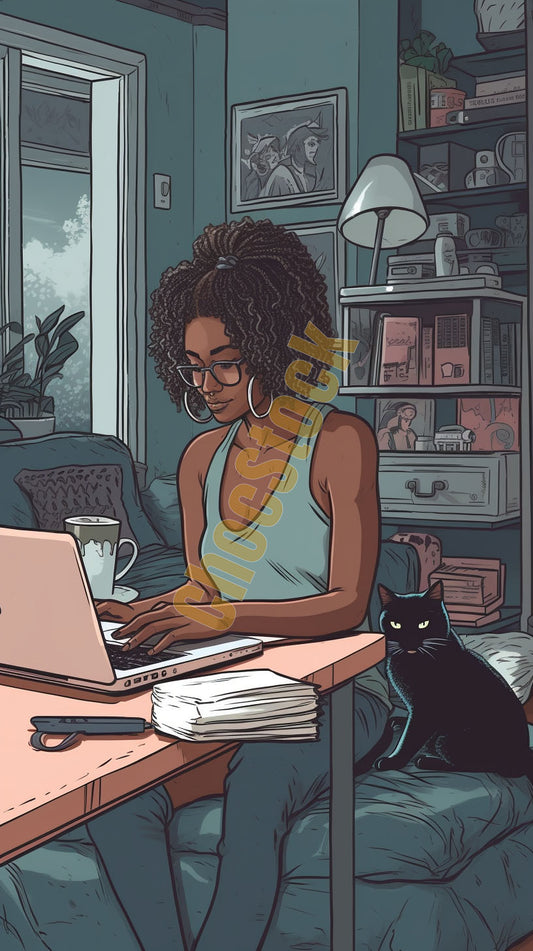 Young Woman At Computer