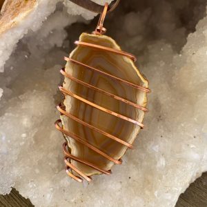 Brazil: HONEY CREAM NATURAL AGATE SLAB (On Leather Neckstrap)
