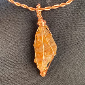 Brazil: ELEGANT TANGERINE QUARTZ PENDANT (On Leather Neckstrap)