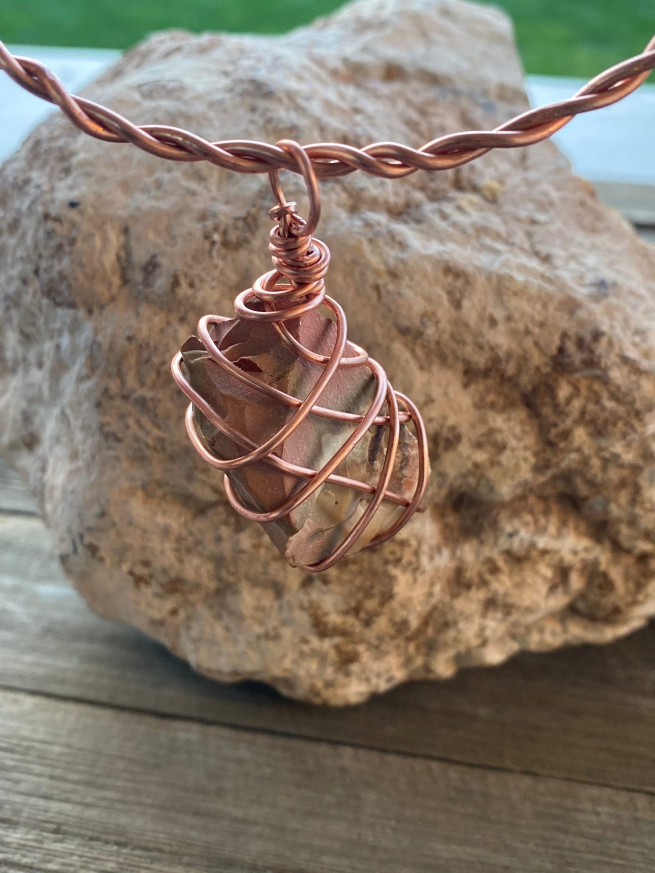 Madagascar: POLYCHROME JASPER PENDANT (On Leather Neckstrap)