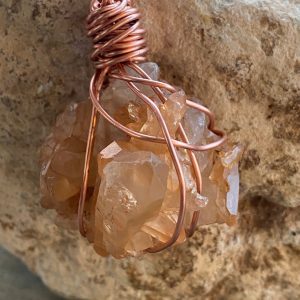 Brazil: GORGEOUS TANGERINE QUARTZ PENDANT (On Leather Neckstrap)