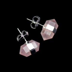 ROSE QUARTZ POST EARRINGS (Silver Plated)