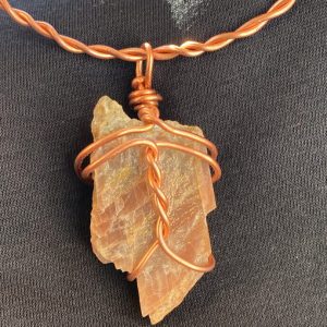 India: LARGE PEACH MOONSTONE (On Leather Neckstrap)