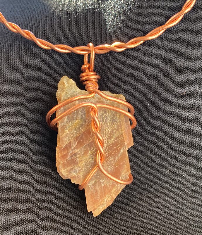 India: LARGE PEACH MOONSTONE (On Leather Neckstrap)