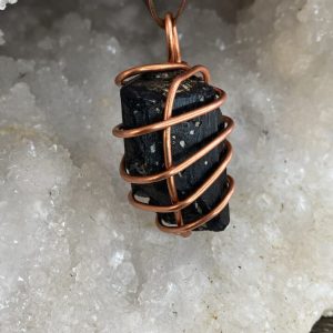 Brazil: BLACK TOURMALINE PENDANT (On Leather Neckstrap)