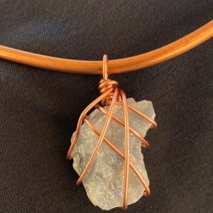 Mexico: BLUE CALCITE PENDANT (On Leather Neckstrap)
