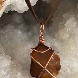 Madagascar: CARNELIAN ROUGH (On Leather Neckstrap)
