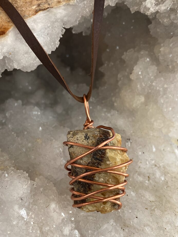 Madagascar: SEPTARIAN ROUGH On Leather Neckstrap)