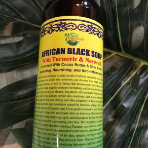 LIQUID AFRICAN BLACK SOAP w/ TURMERIC & NEEM (Bright Scent)!