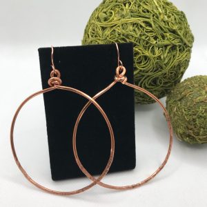 PURE COPPER HAMMERED HOOP EARRINGS