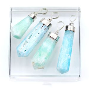 STERLING SILVER BLUE ARAGONITE/CARIBBEAN CALCITE PENDANT
