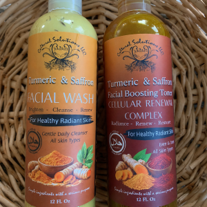 TURMERIC & SAFFRON RADIANCE RENEWAL FACIAL WASH + TONER SERUM DUO (Large 12oz Bottles)