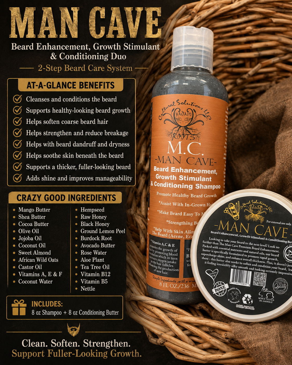 MAN CAVE BEARD Enhancement Growth + Conditioning Duo - Image 2