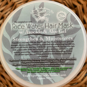 RICE WATER HAIR MASK w/ Avocado & Aloe - 8oz