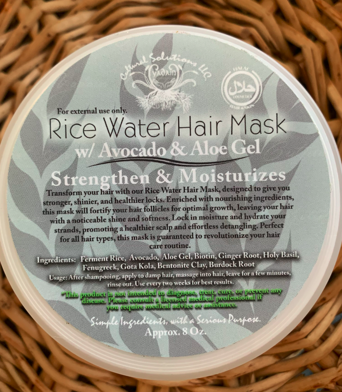 RICE WATER HAIR MASK w/ Avocado & Aloe - 8oz