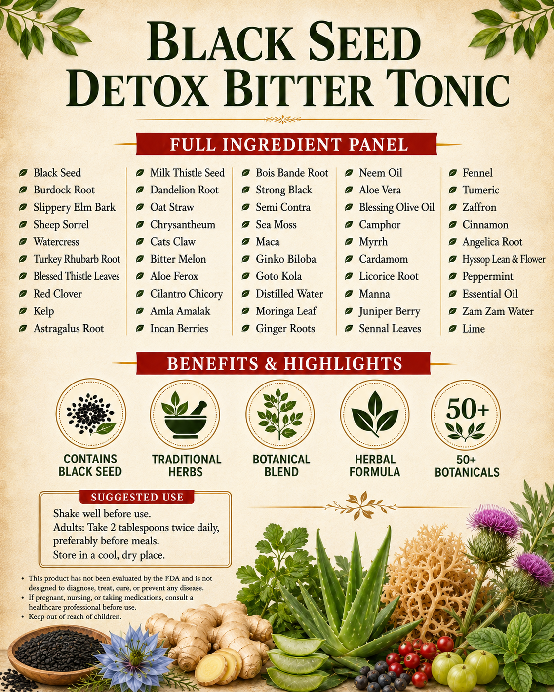 BLACK SEED DETOX LIVING BITTERS - 16oz - Image 2