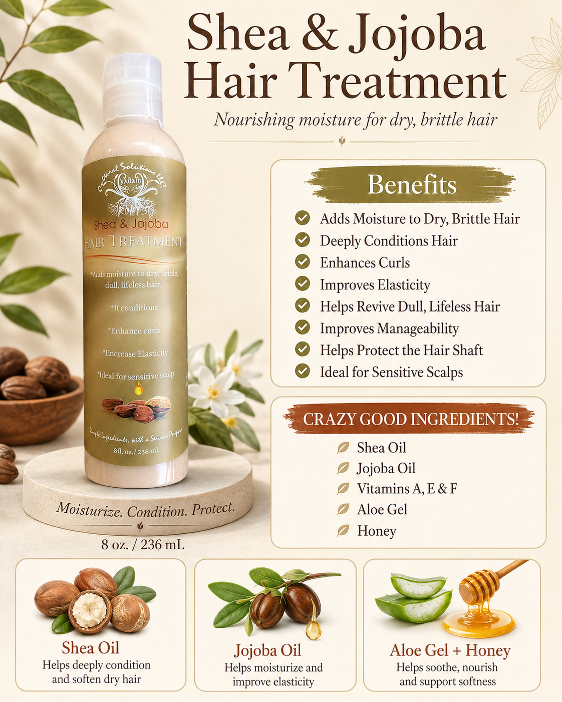 Shea & Jojoba Hair Treatment- 8oz. - Image 2