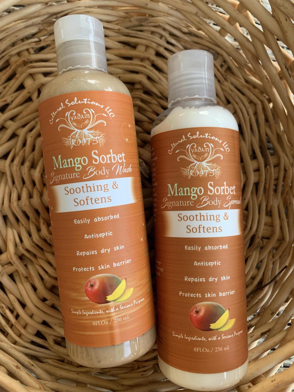 Mango Sorbet Soothing & Softening Body Wash + Body Spread Duo (Smells Fruity!)
